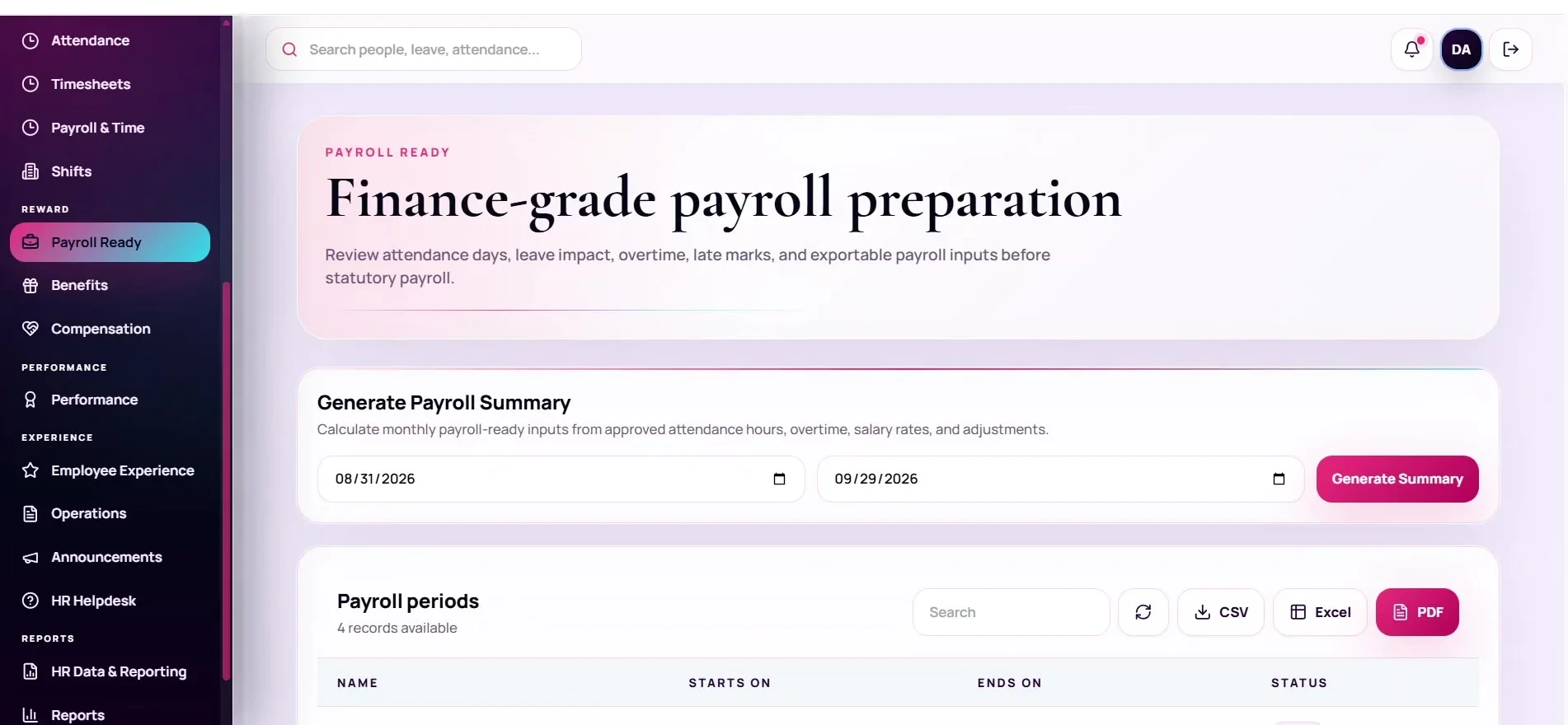 DearHR — Payroll preparation