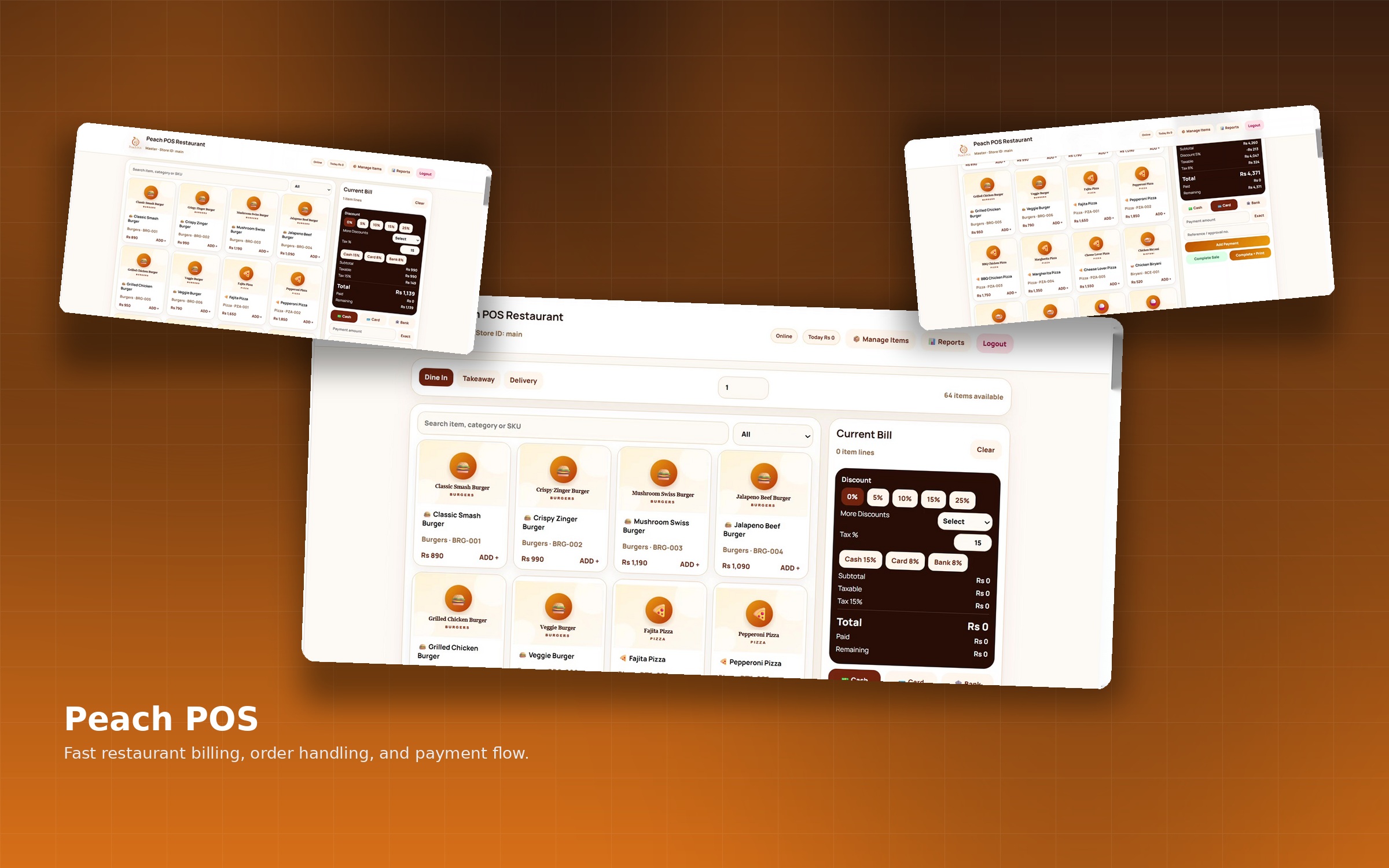 Peach POS: real software interfaces